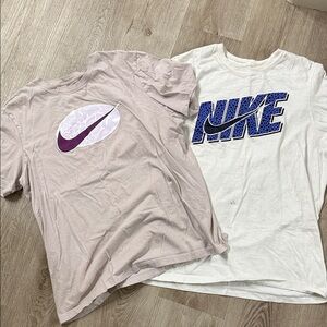 Nike Short Sleeve Logo Tees - Light Pink & White